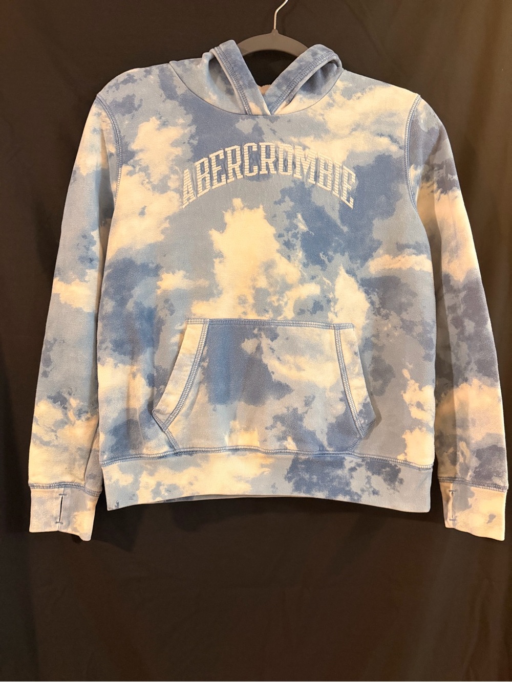 abercrombie kids Blue and White Tie-Dye Crewneck Hoodie